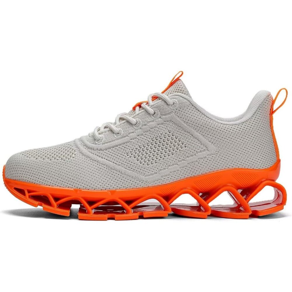 Women's Beige Orange Sport Gym Walking Running Tennis  Athletic Sneakers Shoes - Picture 2 of 7